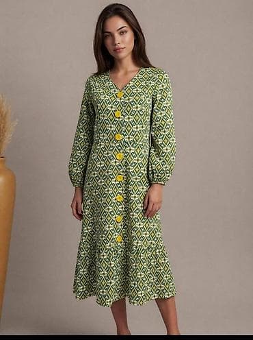 Платье женское миди на пуговицах - Фасон: свободное миди с низкой