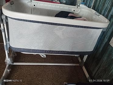 стулья для кормления малышей: Детская приставная кроватка, С колесиками, цвет - Серый — 1