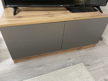 Тумбы для кухни: Тумба и подставка для телевизора, Напольная, ЛДСП, цвет - Серый — 1