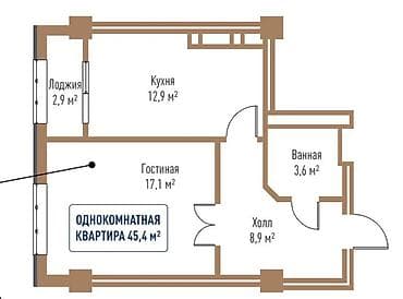Квартиры: 1 комната, 45 м² — 3