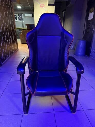 Игровое кресло, Без колесиков, цвет - Черный, Экокожа