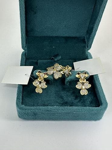 ван клиф серьги: Набор украшений, Проба 585, Новый, Цвет металла: Желтый, Парный набор — 2