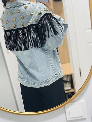 denim tears: Джинсовая куртка, Свободная модель, Осень-весна, Со стразами, XS — 3