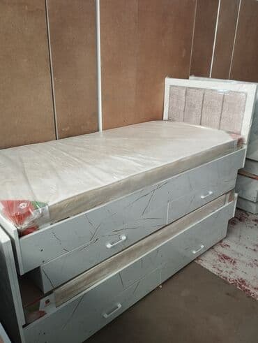 Односпальная кровать, Новый, С матрасом, длина - 200 см at lalafo.kg Односпальная кровать, Новый, С матрасом, длина - 200 см
