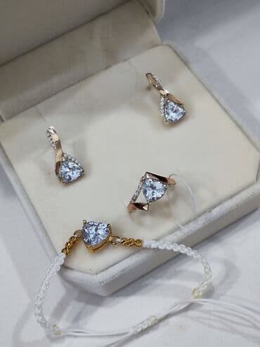 свадебное платье для высокой невесты: Серебряный Комплект+ Браслет Серебро с напылением золото Размеры — 4