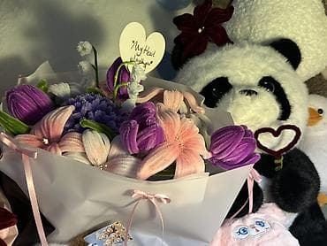 bubble tea: Букет + плюшевая игрушка Пушистые букеты своими руками ! Букет M + — 5