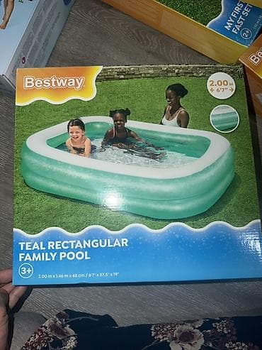 Надувной семейный бассейн Bestway Teal Rectangular Family Pool. -