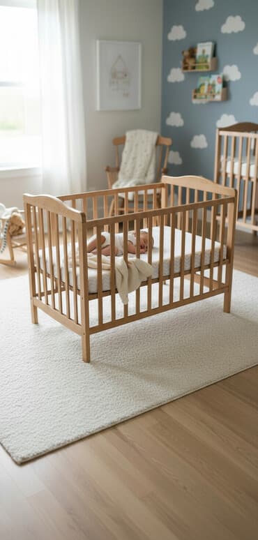 кровать с бортиками: Детская деревянная кроватка с матрасом - Материал: натуральное — 2