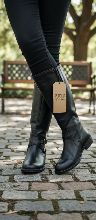 сапоги лакированные на высоких каблуках: Сапоги, 36, Frye, Новый, цвет - Черный, Платная доставка, Самовывоз — 1