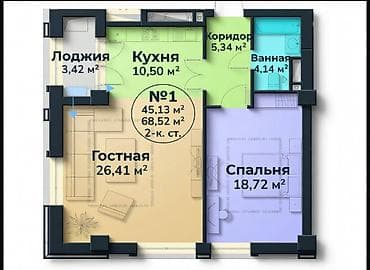 12th avenue: 2 комнаты, 69 м², Элитка, 12 этаж, Готовая ПСО (под самоотделку) — 3