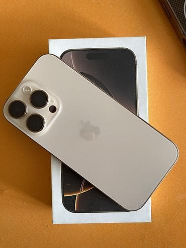 ayfon se: IPhone 16 Pro, Б/у, 256 ГБ, Desert Titanium, Зарядное устройство, Защитное стекло, Чехол, 95 % — 2