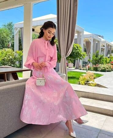 платье для беременных из фатина: Нежно-розовое длинное платье с романтичным силуэтом А-силуэта — 3