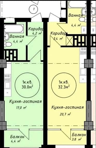 скоро: 1 комната, 30 м², Элитка, 13 этаж, Готовая ПСО (под самоотделку) — 2