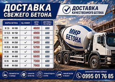 м100: Строительный бетон, M-100, Для фундамента,класса B7,5 — 1