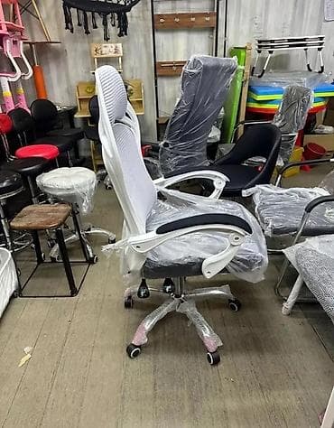 Офис креслолору: Офис креслолор, Жаңы, Дөңгөлөктүү, түсү - Ак, Өзү алып кетүү, Акылуу жеткирүү — 5