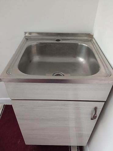 стол разделочный: Тумба для кухни, С мойкой, Напольная, цвет - Серый — 2