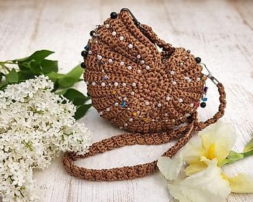 сумка crocs: Вязаная сумка-ракушка ручной работы - Форма: ракушка - Материал — 1