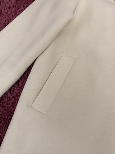 вайеный бушлат: Молочное шерстяное пальто oversize, 70% шерсть, с поясом Молочное — 4