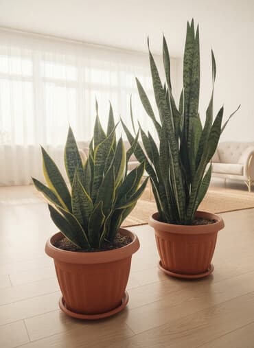 Сансевьера (щучий хвост) в больших горшках - Два взрослых кустa