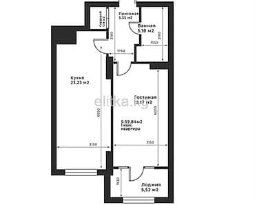 коктал: 2 комнаты, 84 м², Элитка, 8 этаж, Готовая ПСО (под самоотделку) — 5