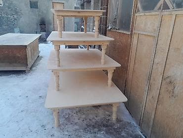 стол с табуреткой: Низкие столы из массива/фанеры для пола (дастархан, чайханный столик) — 4