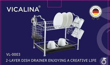 Двухуровневая сушилка для посуды Vicalina из нержавеющей стали. Имеет at lalafo.kg Двухуровневая сушилка для посуды Vicalina из нержавеющей стали. Имеет