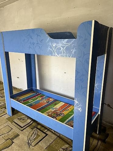 ля бубу: Двухъярусная детская кровать, ЛДСП, цвет - Синий — 1