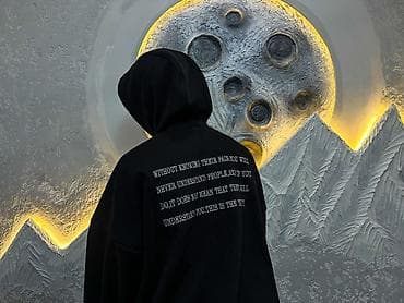 the north face куртка: BLACK HOODIE TRUE 🔥 Худи унисекс черного цвета с принтом-текстом на — 3