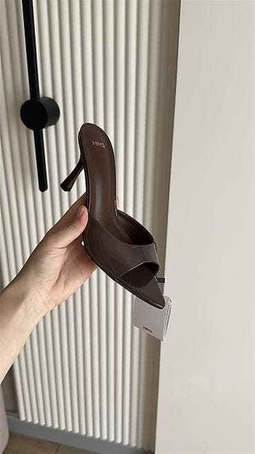 мюли на каблуке: Сабо, 39.5, 40, Mango, Новый, цвет - Коричневый, Самовывоз — 2