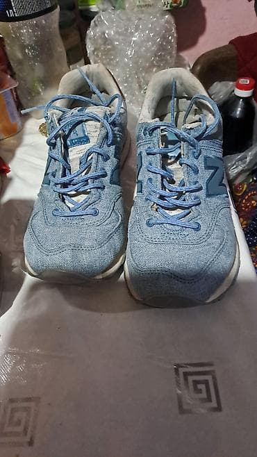 new balance: Кроссовки New Balance, синие/голубые - Логотип «N» по бокам - Верх из — 2