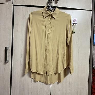 шифоновую рубашку: Рубашка женская, удлинённая, свободный крой. - Цвет: бежевый — 2