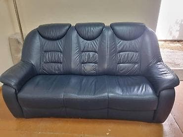 рабочий диван: Комплект офисной мебели, Диван, Кожа, цвет - Синий — 1