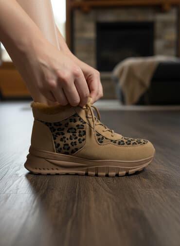 сапоги зимние женские натуральная кожа натуральный мех распродажа: Женские утеплённые ботинки/кроссовки. - Цвет: бежево‑коричневый. - — 2