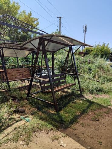 садовый стол и стулья: Садовые качели Металл, Со спинкой, С крышей — 12