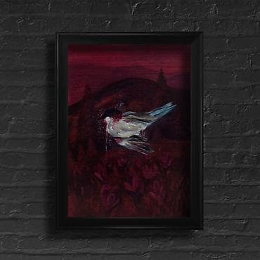 Декор жана интерьер: Масло на холсте (И на этом всё)🩸 Мёртвая птица, запятнанная кровью, а — 1
