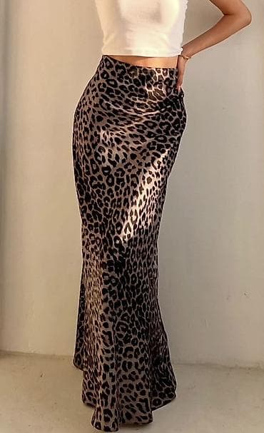 Юбка, Модель юбки: Прямая, Миди, Атлас, Высокая талия — 1