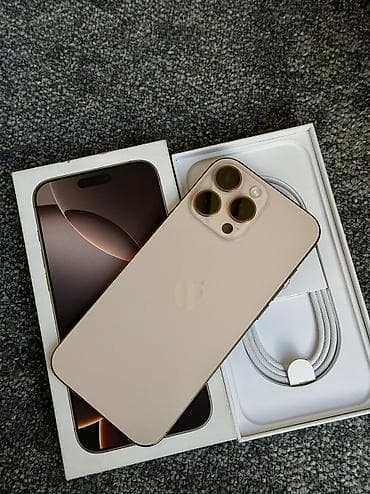 iphone 3: IPhone 16 Pro Max, Б/у, 256 ГБ, Desert Titanium, Защитное стекло, Кабель, Коробка, 95 % — 2