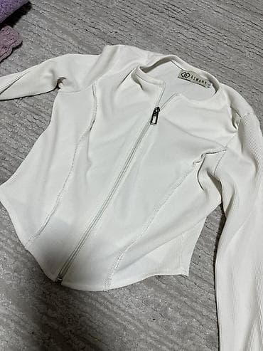 Белая укороченная кофта/топ на молнии Aiwory, размер S. - Материал