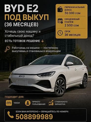 Сдаю BYD под выкуп, | Рассрочка без банка, Электромобиль