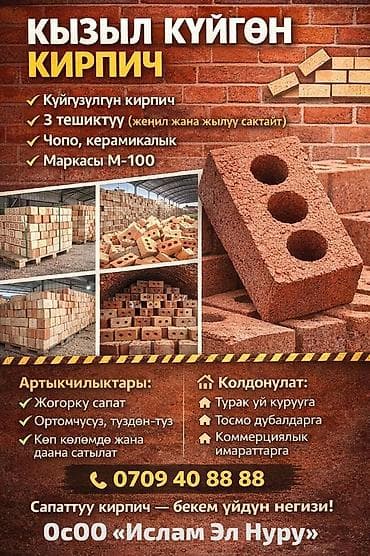 жжёный кирпич: Пустотелый, дырчатый, Жженый кирпич, Одинарный, 250×120×65 — 2