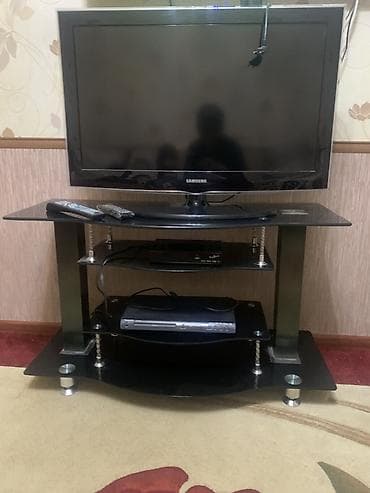 шкаф и подставка под телевизор: Тумба и подставка для телевизора, Напольная, Стекло, цвет - Черный — 3