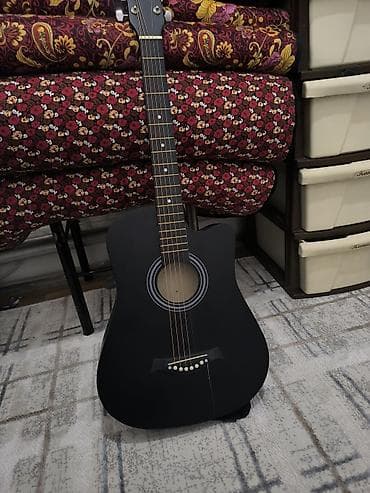 g shock часы: Акустическая гитара, классическая форма дредноут, матовый чёрный цвет — 4