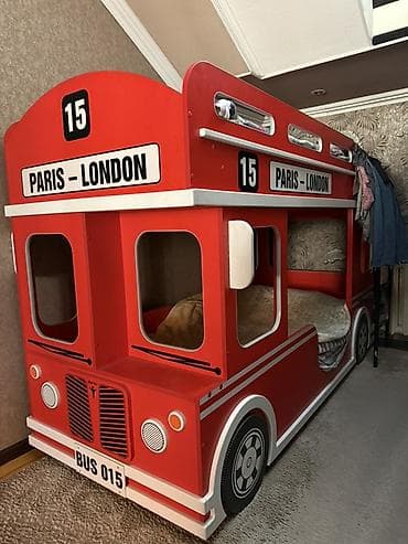 детский пистолет: Двухъярусная детская кровать, ЛДСП, цвет - Красный — 1