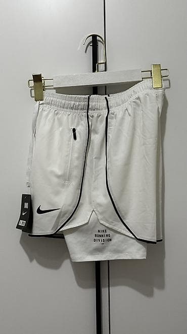 кросс кантри: Белые шорты для спорта, Nike Running Division (двуслойные) — 2