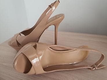 Женская обувь: Лаковые бежевые босоножки Mango, 36 размер, на платформе и шпильке — 8