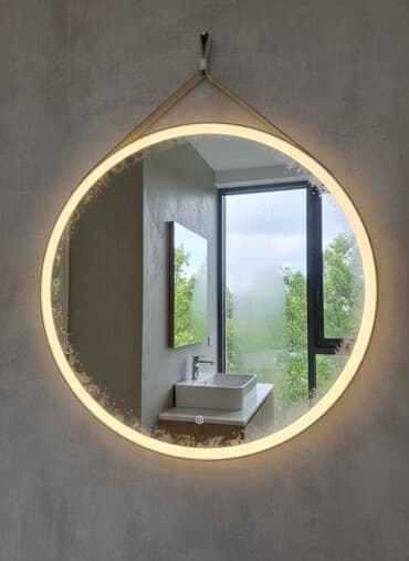 наклейка зеркало: Круглое настенное зеркало со встроенной светодиодной подсветкой — 1