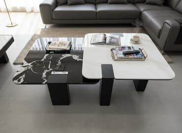 металлический стол: Журнальный стол T80 с двойной столешницей - Дизайн: современный — 1