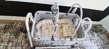 детская кроватка цвет белый: Люлька, Б/у, Колыбель, Металл, цвет - Серый — 5