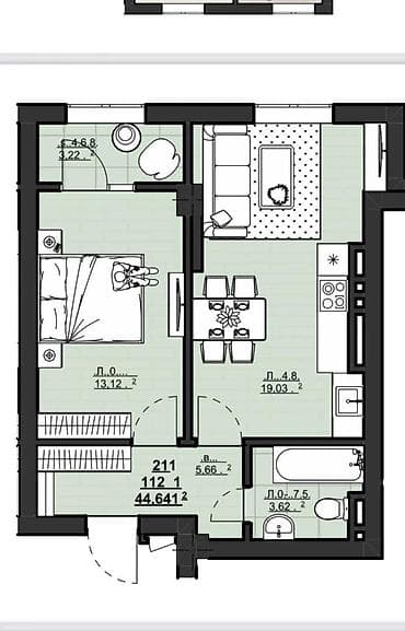 в асанбае: 1 комната, 45 м², Элитка, 13 этаж, Готовая ПСО (под самоотделку) — 3
