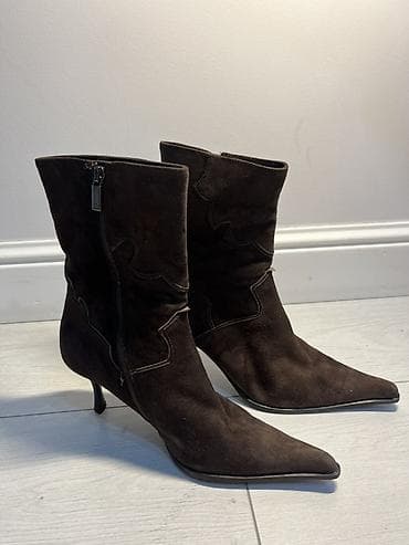 Айымдардын бут кийими: Женские ботильоны - Материал: натуральная замша - Цвет — 1